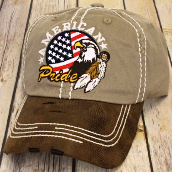 Other - Distressed Tan American Pride Unisex Cap